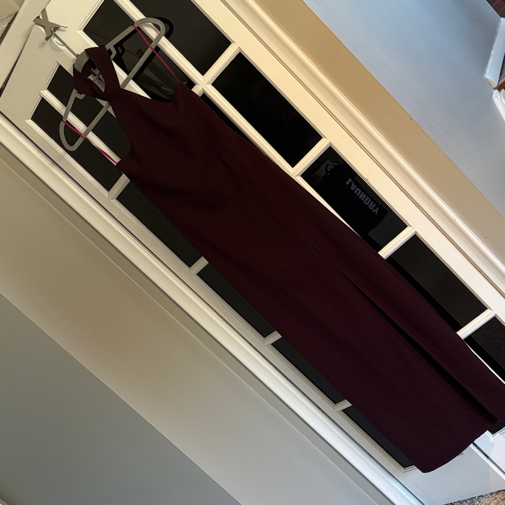 Elegant Burgundy Halter Maxi Dress